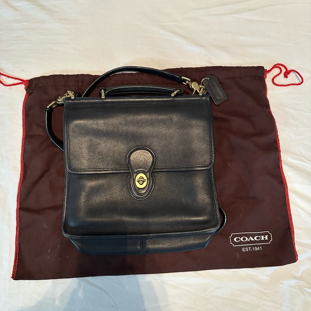 Coach Black and Gold Crossbody Bag with Leather Finish